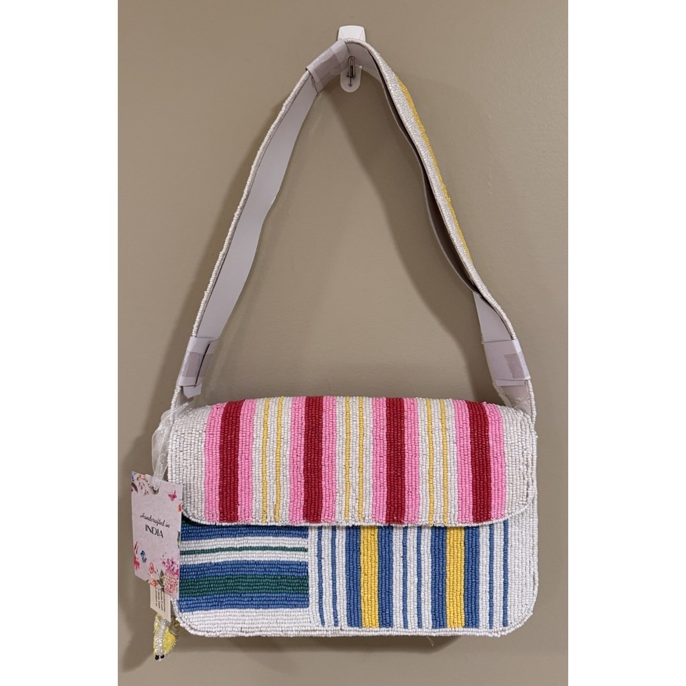 New‎ Beautiful Colors Striped Shoulder Bag With Banana Charm